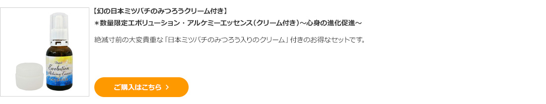 【期間限定★20%オフ】【幻の日本ミツバチのみつろうクリーム付き】*数量限定エボリューション・アルケミーエッセンス(クリーム付き)~心身の進化促進~