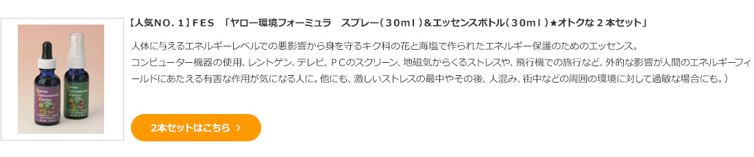 【10%オフ☆抵抗力UPセット】FES 「ヤロー環境フォーミュラ スプレー(30ml)&エッセンスボトル(30ml)★オトクな2本セット」